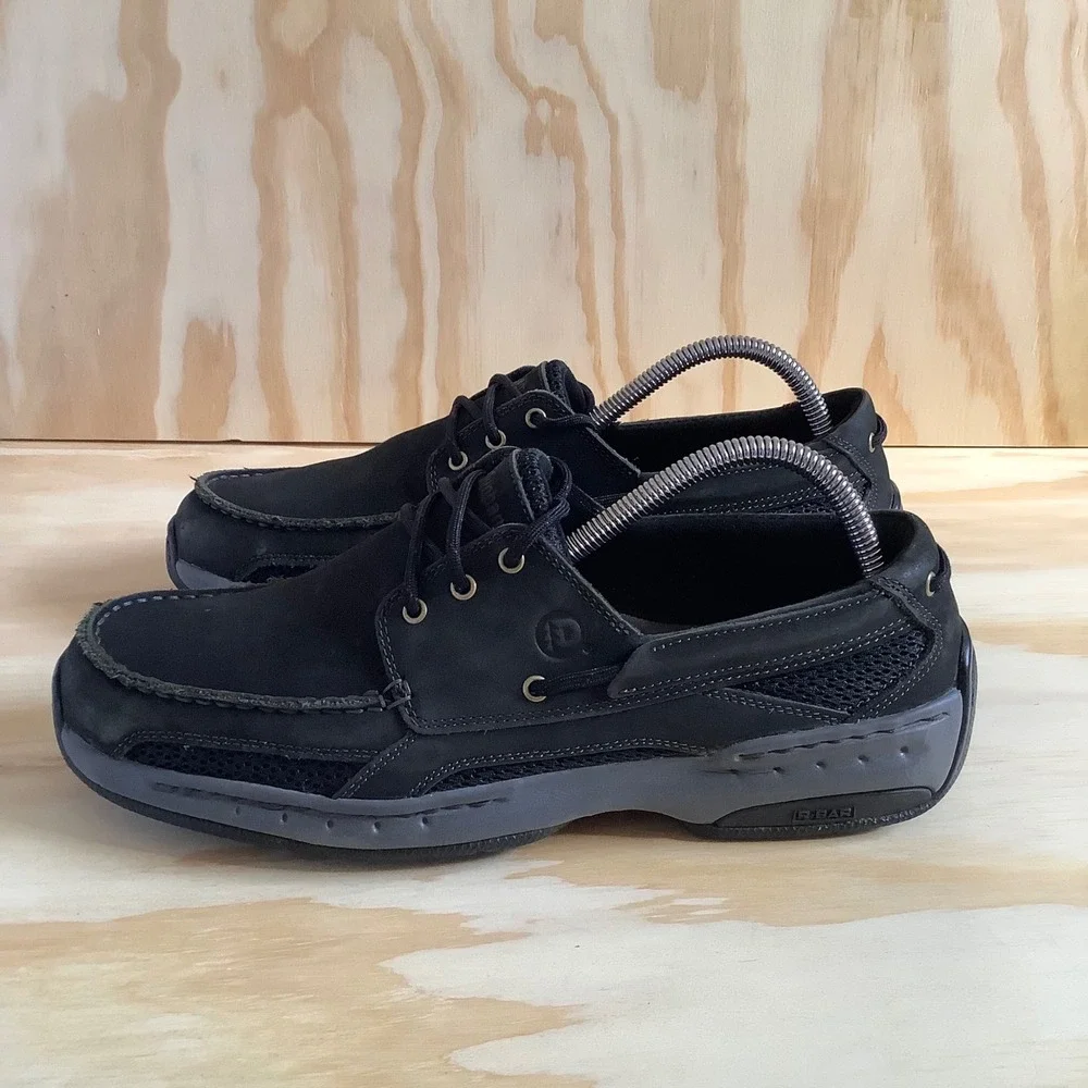Dunham Captain Mens Black Leather Boat Shoes MCN410BK Size 9.5 D Loafers